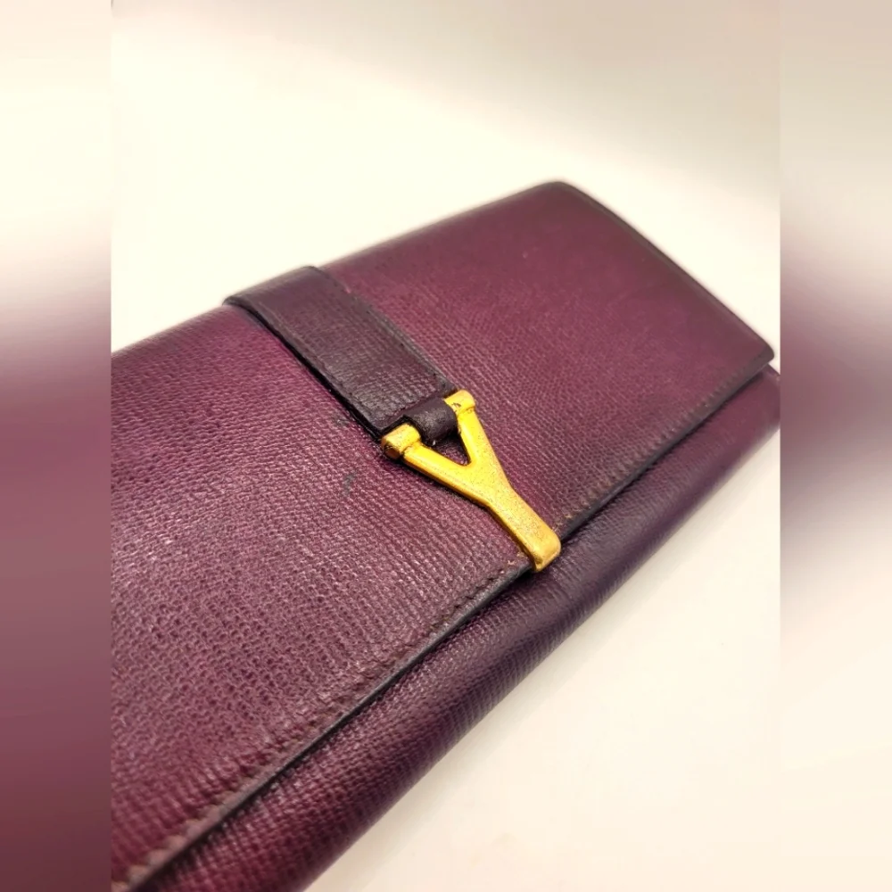 Yves Saint Laurent Leather Purple Wallet - Picture 1 of 6